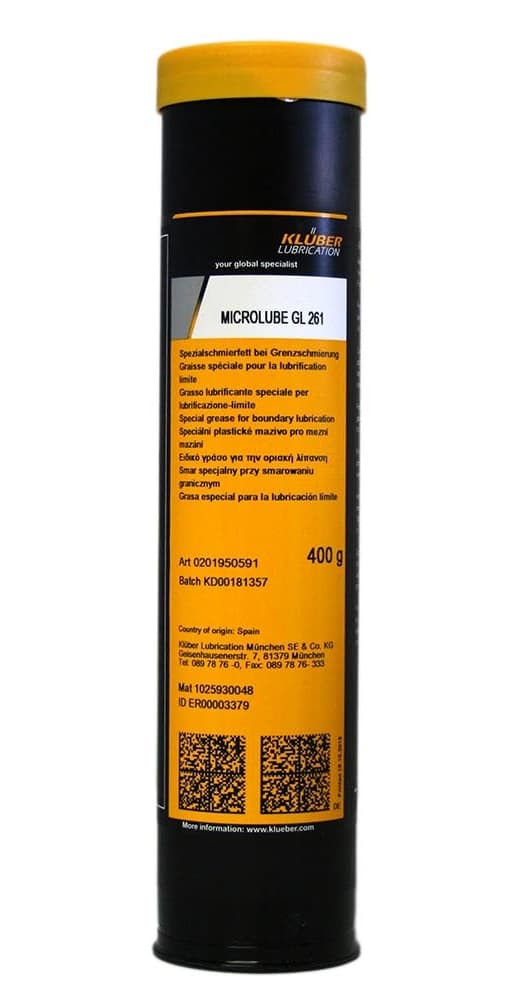 Mỡ bôi trơn đặc biệt Klüber MICROLUBE GL 261 400g / Klüber MICROLUBE GL 261 Special lubricating grease 400g Mỡ bôi trơn đặc biệt Klüber MICROLUBE GL 261 400g / Klüber MICROLUBE GL 261 Special lubricating grease 400g