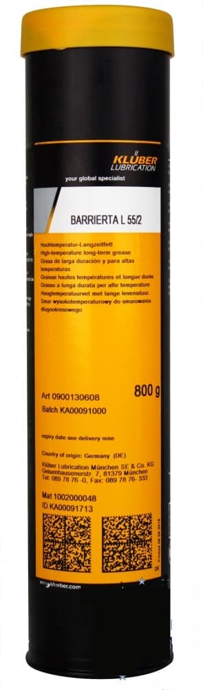 Klüber BARRIERTA L 55/2 Mỡ dài hạn nhiệt độ cao 800g / Klüber BARRIERTA L 55/2 High-temperature long-term grease 800g Klüber BARRIERTA L 55/2 Mỡ dài hạn nhiệt độ cao 800g / Klüber BARRIERTA L 55/2 High-temperature long-term grease 800g