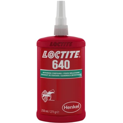 Loctite 640 Hợp chất giữ rắn chậm đóng rắn màu xanh lá chai 250ml / Loctite 640 Slow curing retaining compound green 250ml bottle Loctite 640 Hợp chất giữ rắn chậm đóng rắn màu xanh lá chai 250ml / Loctite 640 Slow curing retaining compound green 250ml bottle