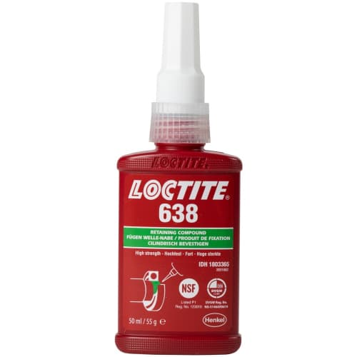 Loctite 638 Hợp chất giữ khô nhanh màu xanh chai 50ml / Loctite 638 Fast curing retaining compound green 50ml bottle Loctite 638 Hợp chất giữ khô nhanh màu xanh chai 50ml / Loctite 638 Fast curing retaining compound green 50ml bottle